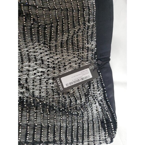 BOOHOO WOMEN'S PREMIUM DIAMANTE MESH WIDE LEG FLARES BLACK ONE SIZE NEW - Picture 3 of 5